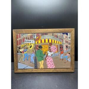 ARIUS ART CERAMIC TILE Wood FRAME BOURBON STREET BLACK African American HISTORY